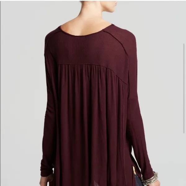 Free People Benedict Canyon Henley Maroon Flowy Tunic Size Xs - Image 4