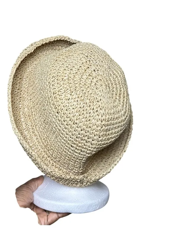 Natural Woven Paper Straw Bucket Hat | Beige Summer Sun Hat | Lightweight Beach - Image 6