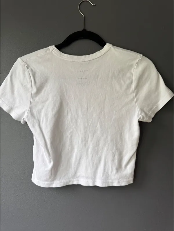 PS/LA White Cotton Crop T-Shirt with Cocktail Glass Print, Size M - Image 2