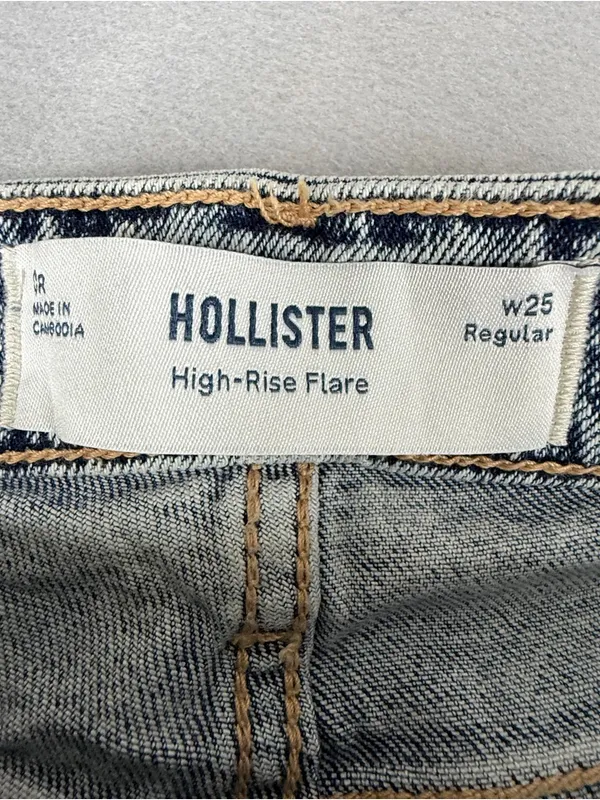 Hollister Womens 0R W25 High Rise Flare Jeans Light Wash 31” Inseam NWT - Image 7