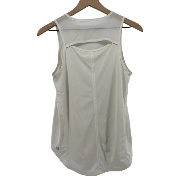 Lululemon Sculpt Tank Top White Women 4 Mesh Lightweight‎ Athleisure W1H81S READ - Image 3