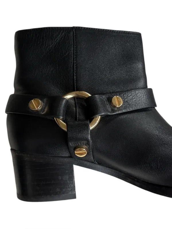 Stuart Weitzman Leather Expert Moto Boots Black Size 6 Retail $595.00 - Image 4
