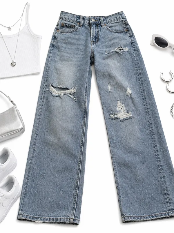 Aeropostale Low Rise Baggy Distressed Jeans Womens 00 Regular Y2K Skater Denim - Image 4