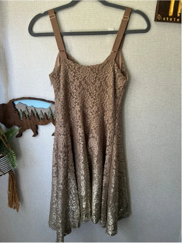 Free People Ombré Gold Lace Mini Dress | Holiday Party | Small - Image 6