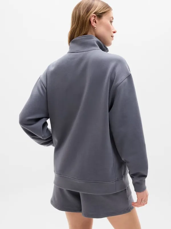 New Athleta M Forever Fleece 1/4 Zip Sweatshirt Slate Grey Medium Regular - Image 3