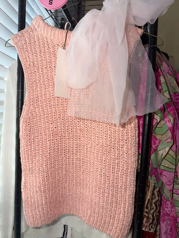 Zara tulle ribbon sleeveless sweater - Image 3