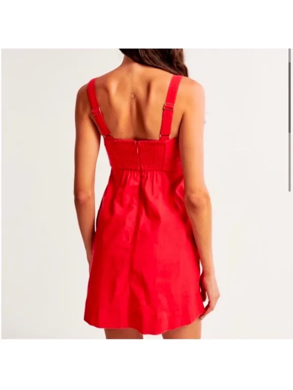 Abercrombie & Fitch Emerson Dress Skort Red Women’s XS Linen Shorts Pocket - Image 4