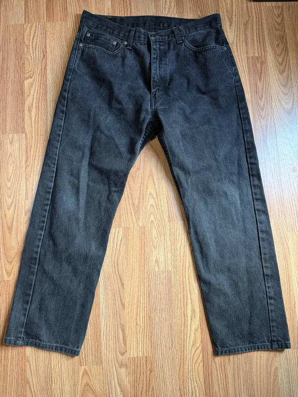 Levi's 505 Regular Fit Black Denim Jeans Men Size W36 L29 Straight Leg - Image 2