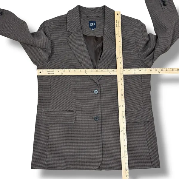 Gap Oversized Blazer Women Small‎ Brown Houndstooth Knit Jacket Heritage Preppy - Image 11