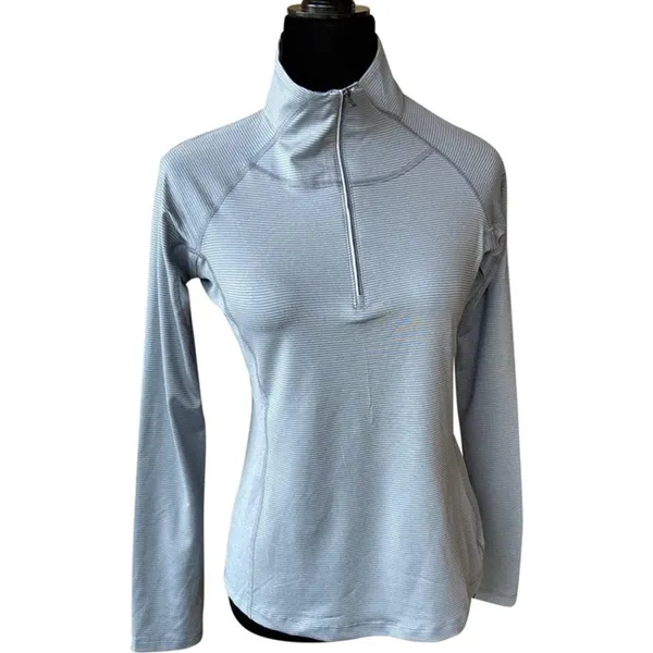 Columbia Quarter Zip‎ Pullover Womens S Gray Striped Lightweight Mock Neck - Image 3