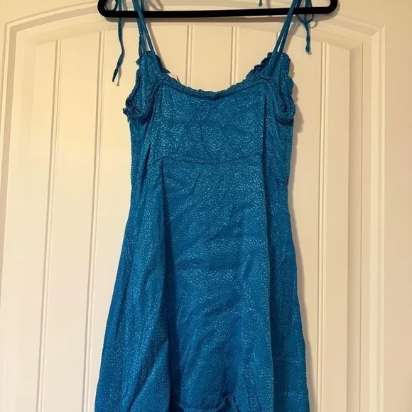 ZARA Blue Leopard Print Ruffle Spaghetti Strap Mini Dress Size M‎ - Image 5