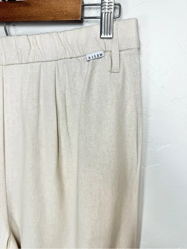 Risen Jeans Linen Blend Wide-Leg Pleated Trouser Pants Size Medium - Image 6