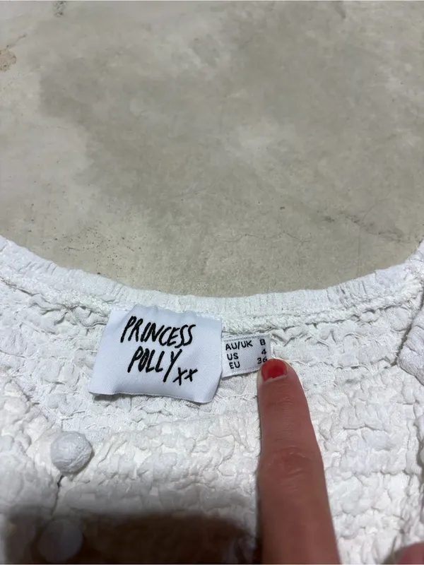 Princess Polly White Textured Puff-Sleeve Top 4 - Image 3