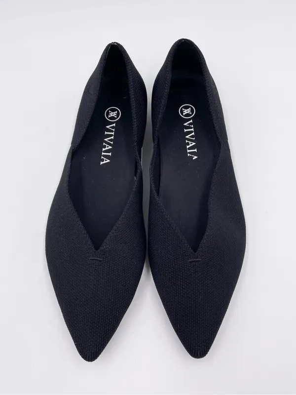 Vivaia Vienna Pointed-Toe V-Cut Ballet Flats Black Knit Women's Size 38.5 US 7.5 - Image 5
