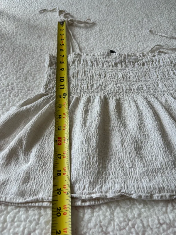 Zara White Smocked Peplum Boho Cami Top with Shoulder Ties Size S Cottagecore - Image 3