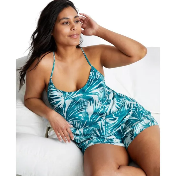NEW State of Day Womens Crepe De Chine Pajama Sleep Shorts Palm Blue Green S - Image 5