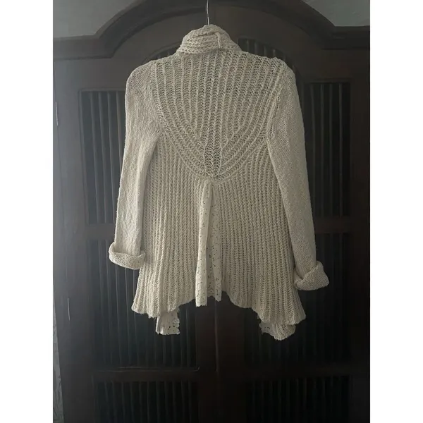 Anthropologie Knitted & Knotted Siretta Cotton Blend Beige Women’s Cardigan XS - Image 2
