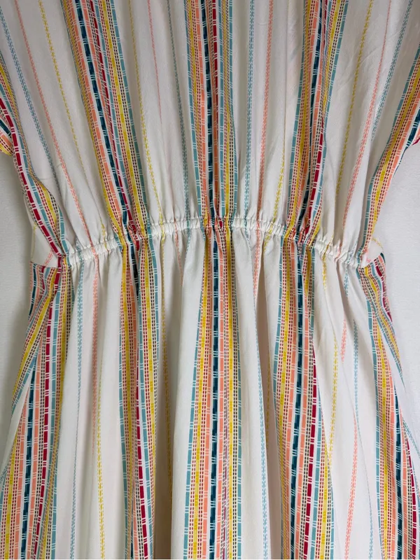 America & Beyond M Rainbow Stripe Pom Pom Maxi Dress Boho Resort Beach Vacation - Image 12