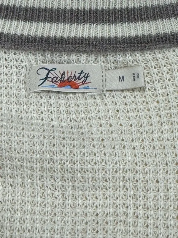 Faherty Throwback V-Neck Knit Sweater Women’s Medium - Image 3