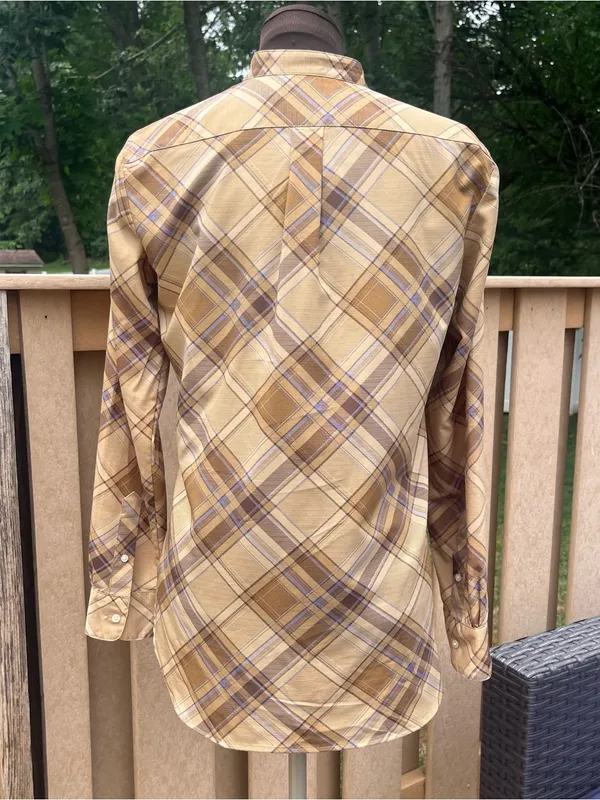 Lauren Ralph Lauren Women’s Beige Lilac Plaid Long Sleeve Mock Neck Blouse Sz S - Image 5