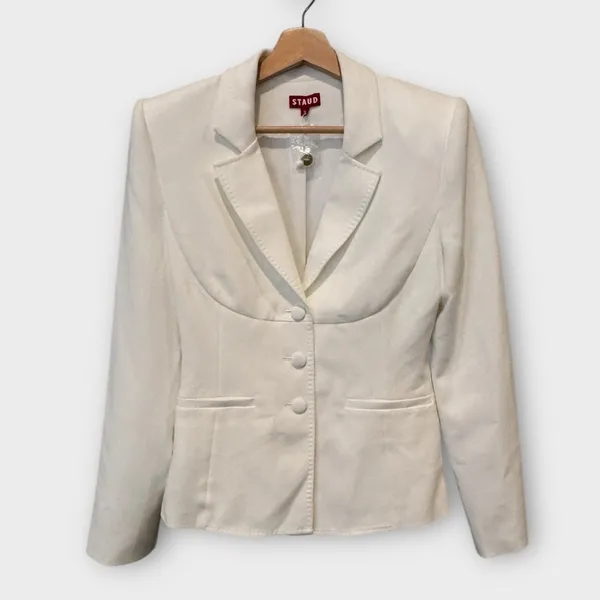 NEW STAUD Carson Paneled Stretch-Crepe Blazer Size Medium - Image 4