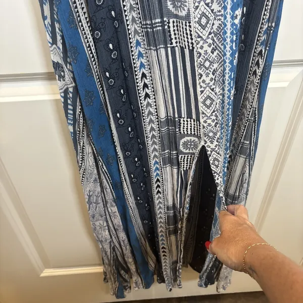 Earthbound Trading Co. Boho Patchwork Maxi Dress Hippie Flowy Festival Size M - Image 5