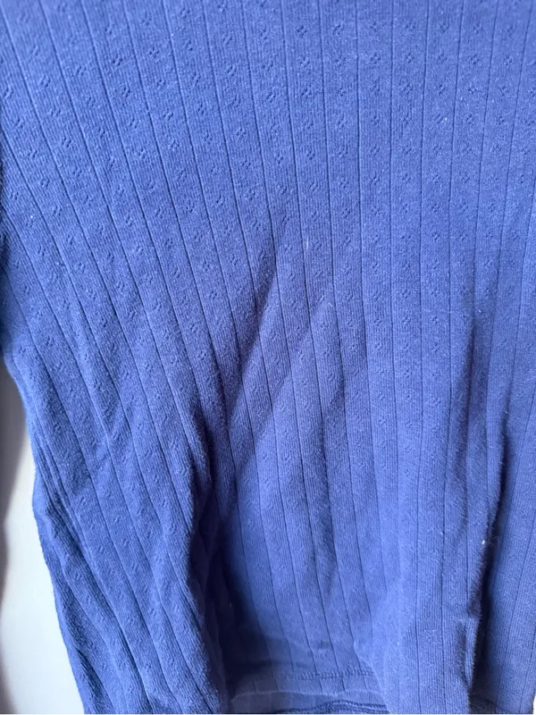 American Eagle Women’s Small Navy Blue Ribbed Long Sleeve Top - Image 3