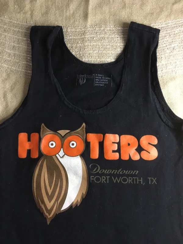 Hooters Girl Worn Uniform Tank From Fort Worth Texas Size XSmall Black - Image 2