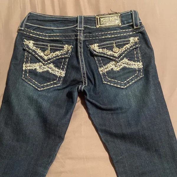 Miss Me Bling Pocket Dark Denim Skinny Jeans - Image 3