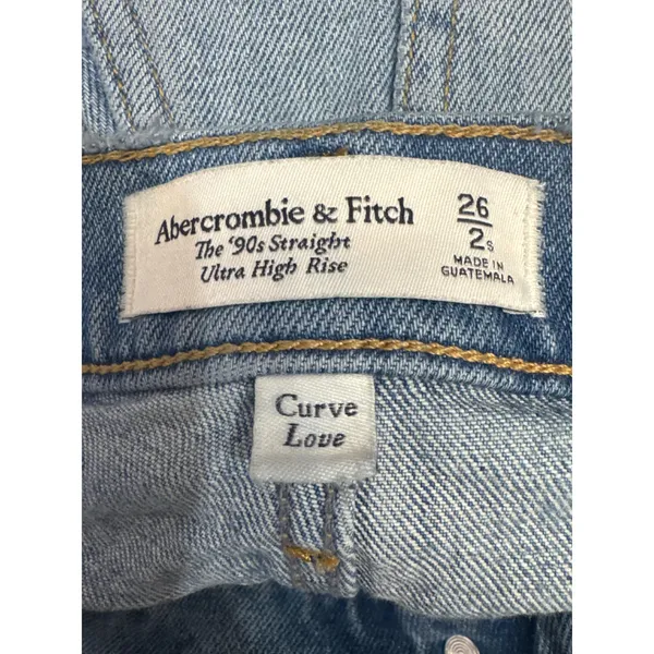 Abercrombie & Fitch The 90s Straight Ultra High Rise Light Wash Jeans Size 26 2S - Image 2