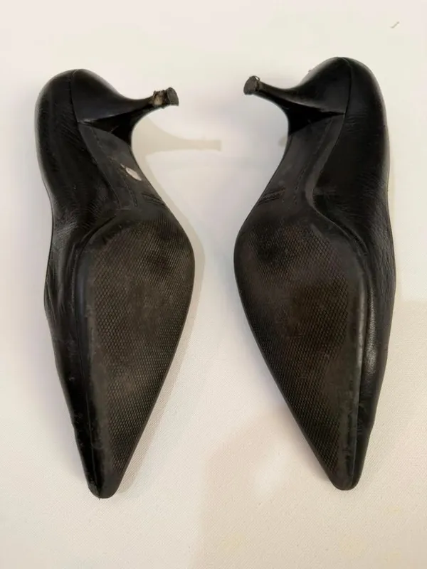 Coach Black Leather Pointed-Toe Kitten Heels - Image 3