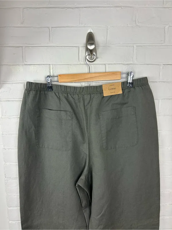 NWT L.L.Bean Green Classic Fit Linen Cotton Pants Size L - Image 10