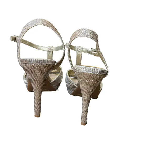 👠✨ Gianni Bini Metallic Gold‎ Strappy High Heel Sandals Ankle Strap 7.5 ✨👠 - Image 3