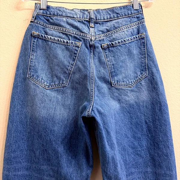 Banana Republic Ultra High Rise Barrel Leg Jeans Womens 27 Blue Denim 100% Cotto - Image 4