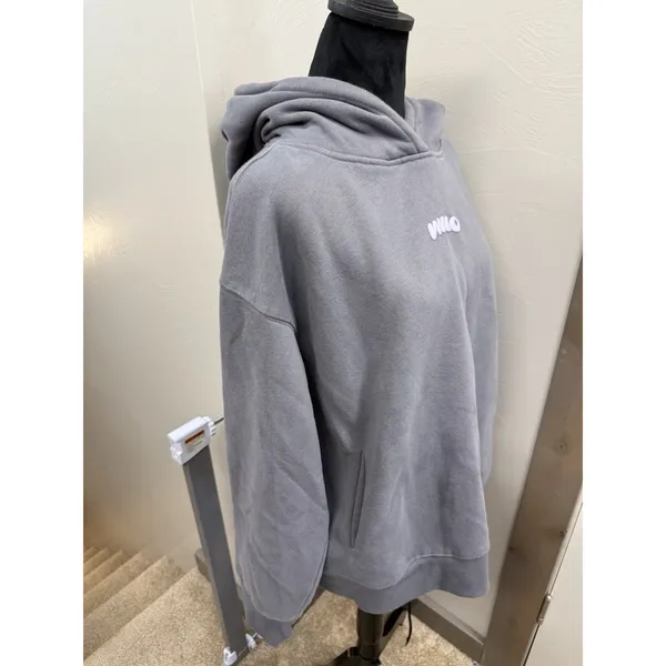 WILO The Label Hoodie Women Grey Purple Wellness Club Puff Print Sweatshirt Gym - Image 5