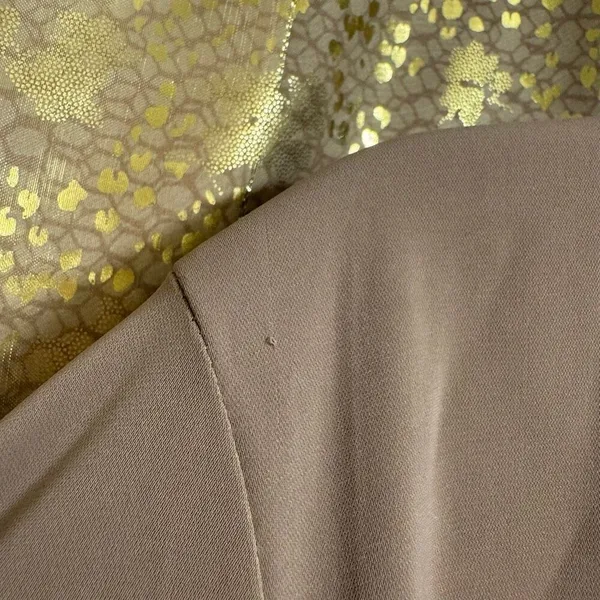 Abercrombie & Fitch Nude Tan Chiffon Long Sleeve Faux Wrap Dress Large Tall NWT - Image 7