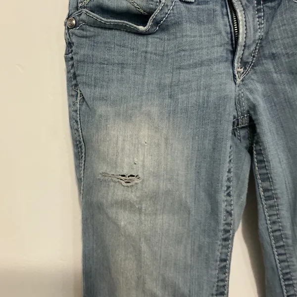 Ariat REAL Denim Womens Size 26S Light Wash Distressed Skinny‎ Jeans - Image 2