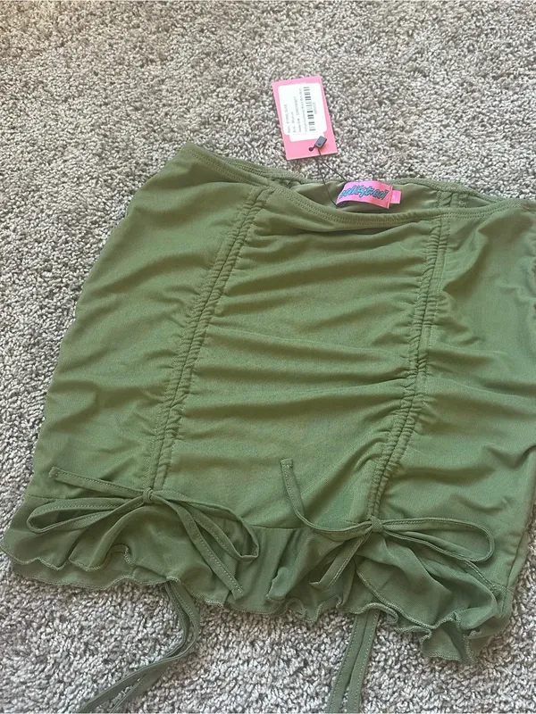 Edikted olive ruched mini skirt - Image 2