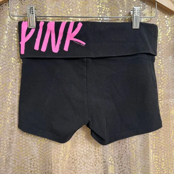 PINK Victorias Secret Vintage RARE Y2K Black Love Pink Foldover Booty Shorts XS - Image 2