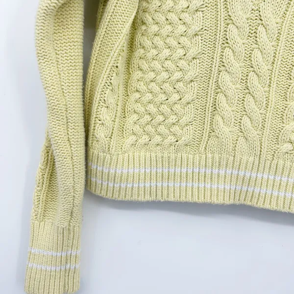 Abercrombie & Fitch Womens Yellow Cable Knit Preppy Tennis Prep‎ Sweater Size M - Image 5