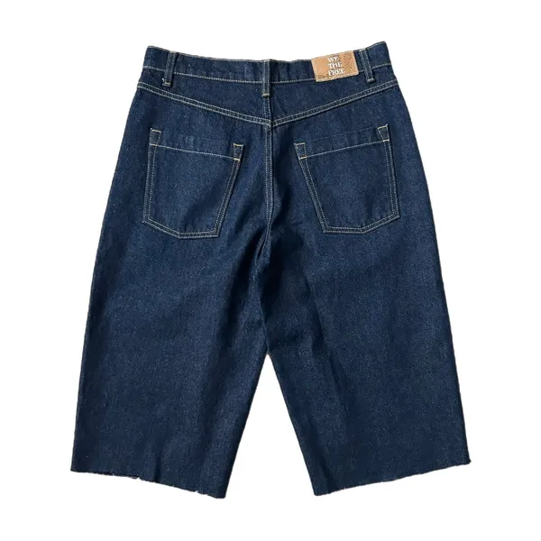 Free People We The Free Jam Session Relaxed Denim Capri Dark Wash Raw Hem Sz 28 - Image 3