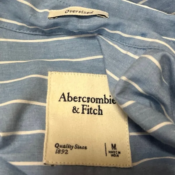 Abercrombie & Fitch Womens Blue Striped Long Sleeve Button Down Shirt Top Size M - Image 3