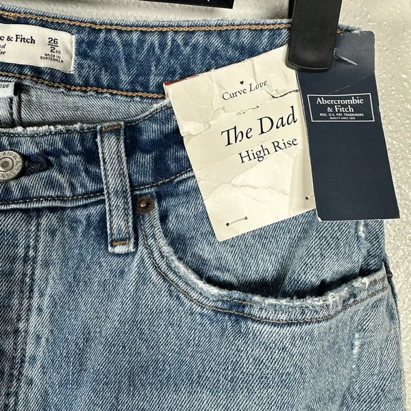 NEW Abercrombie & Fitch Curve Love The‎ Dad High Rise Jeans Distressed 26/2XS - Image 3