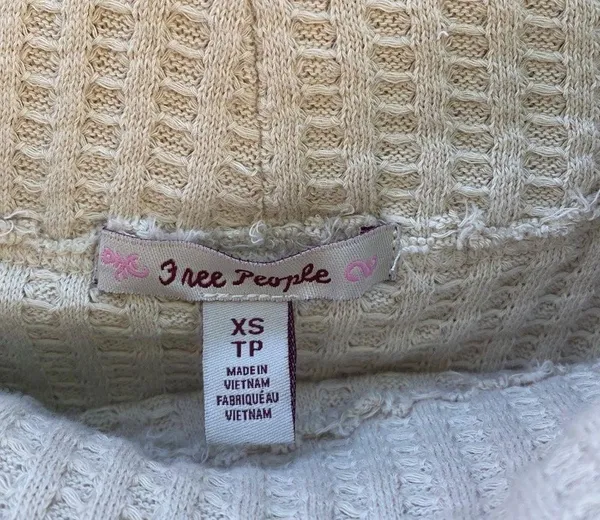 NWT Free People XS Cream Juicy Cowl Neck Long Sleeve Waffle Knit thermal top - Image 6