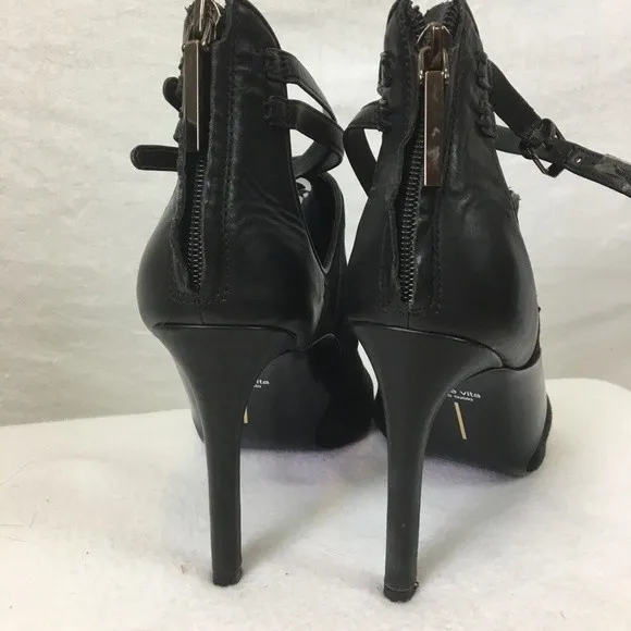 Dolce Vita Black Suede Ankle Strap Open Peep Toe High Heel Sandal Shoes 9 - Image 6