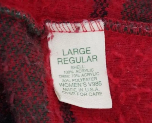 Vintage LL Bean USA Made Plaid Fleece Chore Jacket Ladies' Large - Image 3