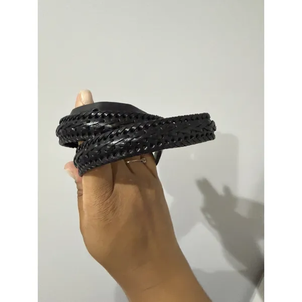 Brighton Western Boho Black Leather ‎ Slim stitch Belt Sz M 31" - Image 9