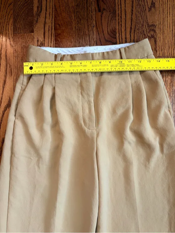 Aritzia Wilfred The Effortless Pant Size 4 Gold Camel Beige Wide Leg - Image 11