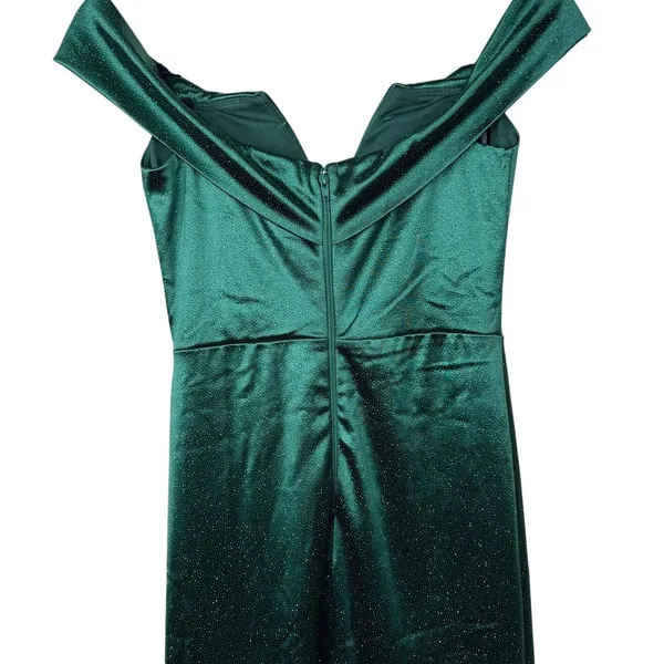NEW WINDSOR Eileen Hunter Green Satin Mermaid Glitter Formal Gown Dress Small - Image 8
