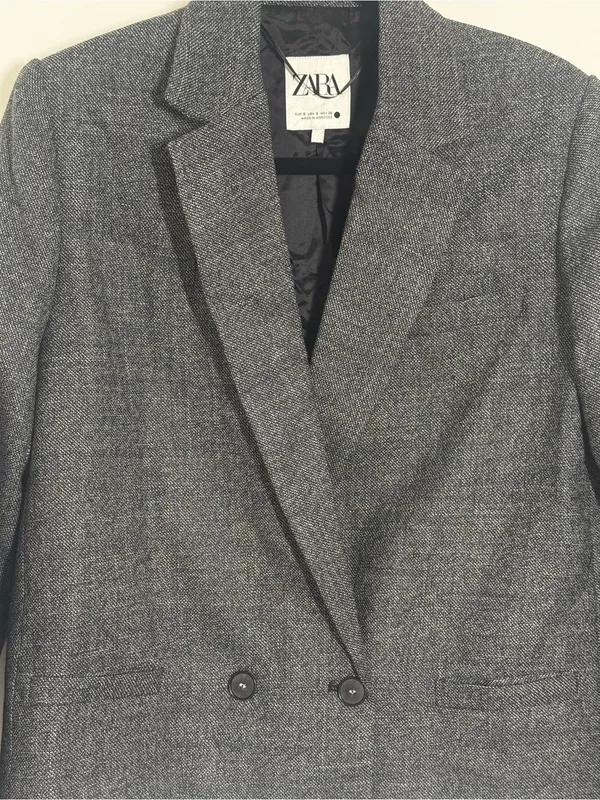 Zara 100% WOOL STRUCTURED BLAZER ZW COLLECTION sz 12 - Image 3